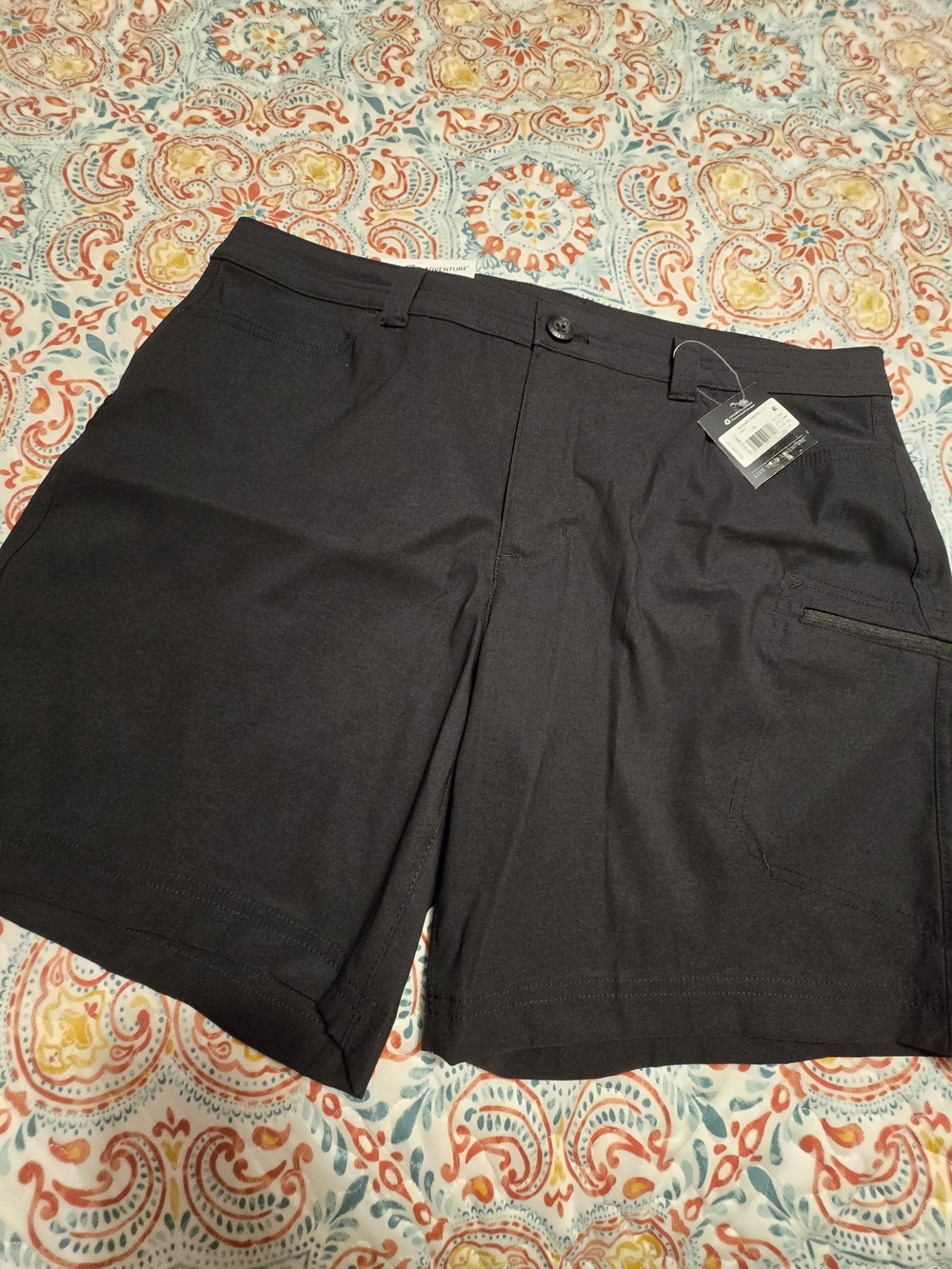 Eddie Bauer Black Women's Flat-Front Shorts with Zip Pocket